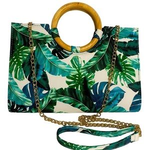 Call it Spring Gold Chain Crossbody and Clutch purse Floral Green Print